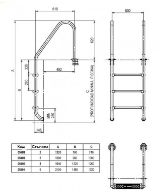 Scara Standart pentru piscina cu skimmer | Astral Pool