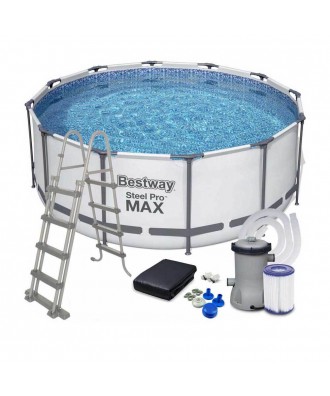 Piscina constructie metalica reinfortata si set pompa scari acoperire d3.66m H-1.22m Steel Pro Max | Bestway
