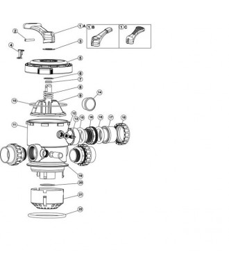 Dop drenaj pentru vana sase pozitii si inel tip О modele MPV-06 MPV7 MPV-08 | Emaux 