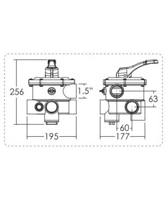 Vana multiport lateral MPV03 1.5'' cu sase pozitii pentru filtru nisip | Emaux 