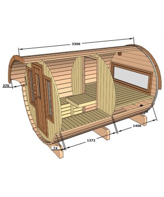 Ansamblu acoperit pentru camping model Barrel 330 | EU