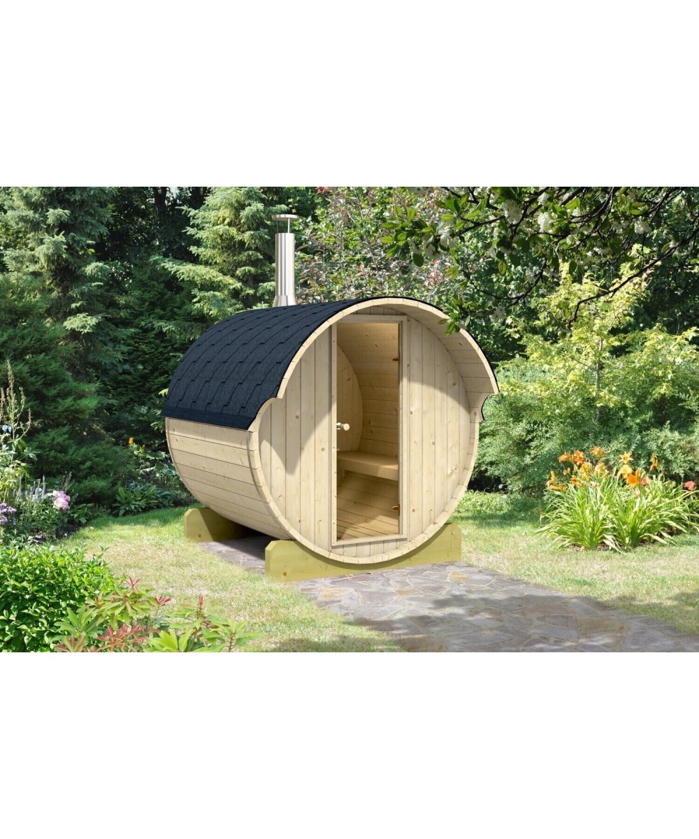 Sauna finlandeza tip Butoi cu copertina 4 persoane | EU