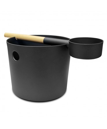 Galeata aluminiu pentru sauna in set cu polonic Black | Kolo