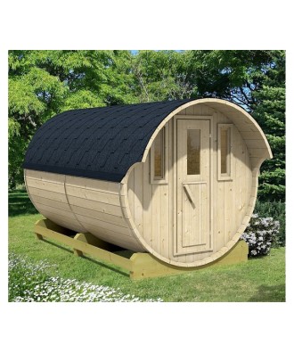 Sauna finlandeza tip Butoi cu ferestre si copertina 4 persoane | EU