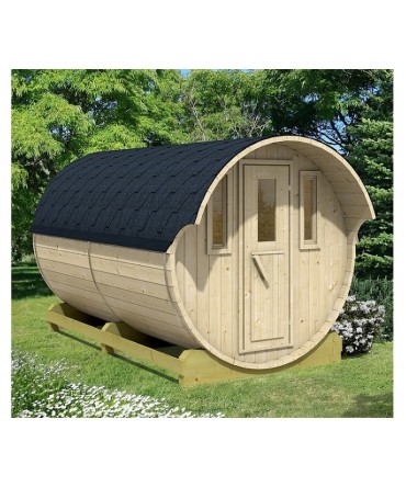 Sauna finlandeza tip Butoi cu ferestre si copertina 4 persoane | EU
