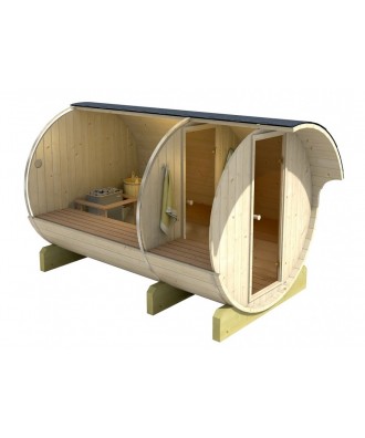 Sauna finlandeza tip Butoi cu ferestre si copertina 4 persoane | EU