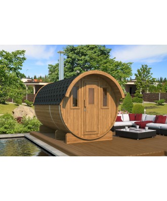 Sauna finlandeza tip Butoi cu ferestre si copertina 4 persoane | EU