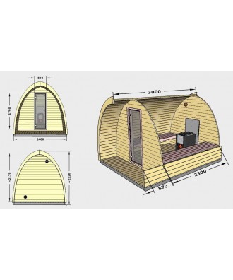 Sauna prefabricata exterior 300 4-6 persoane | EU