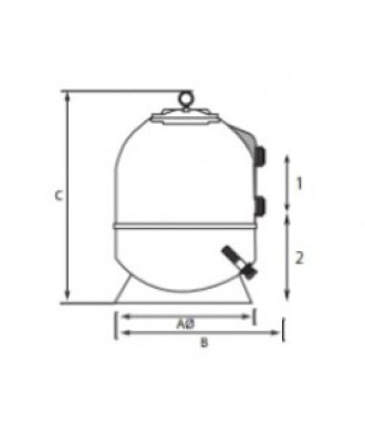 Filtru nisip cu vana laterala sase pozitii pentru piscina ALASKA D780 25m3 | Quimicamp