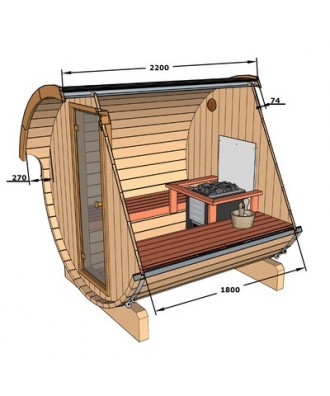 Sauna finlandeza tip Butoi cu copertina 4 persoane | EU