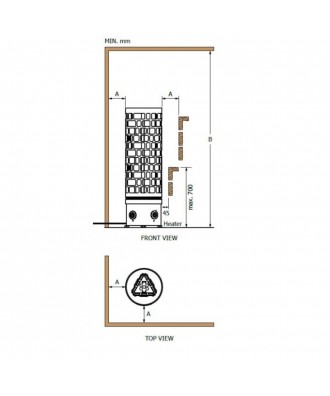 Soba sauna Aries rotunda neagra 4.5kW-9kW unitate comanda incorporata | Sawo