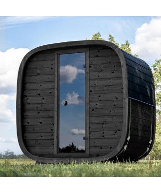 Sauna prefabricata externa Onyxia Black Cube pentru 4 persoane | EU