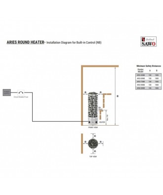 Soba sauna Aries rotunda 6kW-9kW unitate comanda separata | Sawo