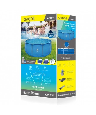 Piscina prefabricata cu filtrare, scara, acoperire si suport sol 450cm h122 cm | Avenli