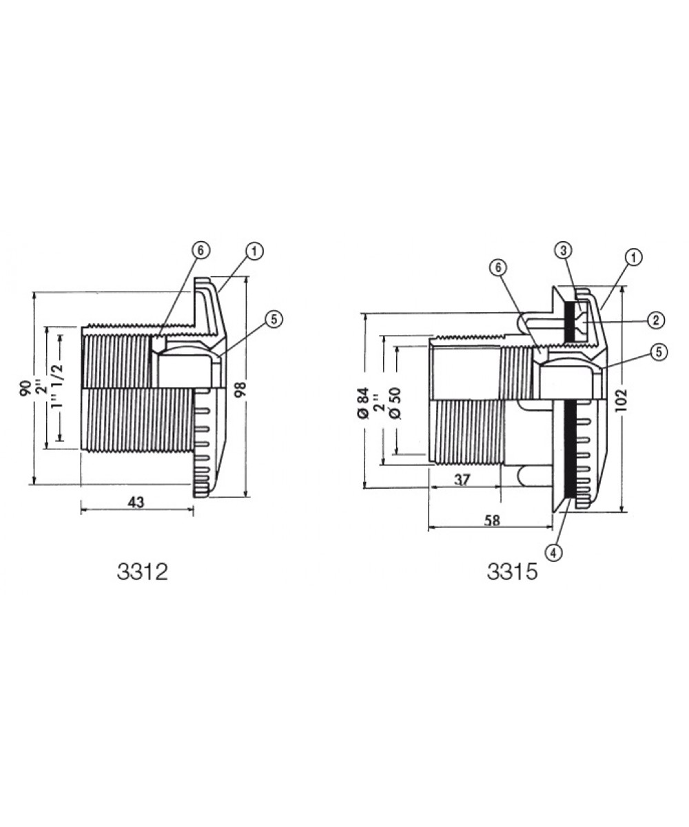 Piese de schimb duza intrare perete 3312-3315 | Hayward