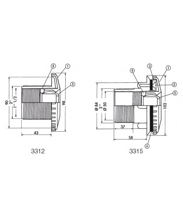 Piese de schimb duza intrare perete 3312-3315 | Hayward