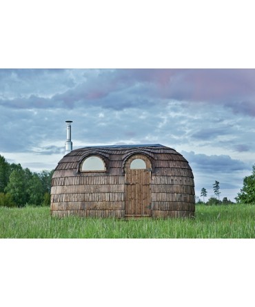 Sauna finlandeza externa tip Igloo pentru 6 persoane cu zona relax | EU
