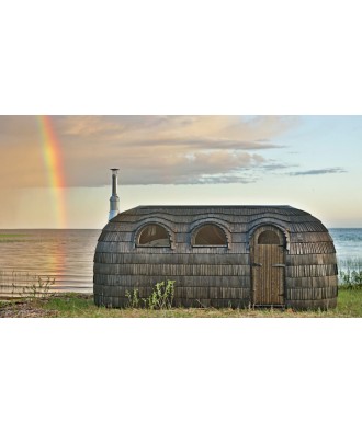 Sauna finlandeza externa tip Igloo pentru 6 persoane cu zona relax si incapere suplimentara | EU