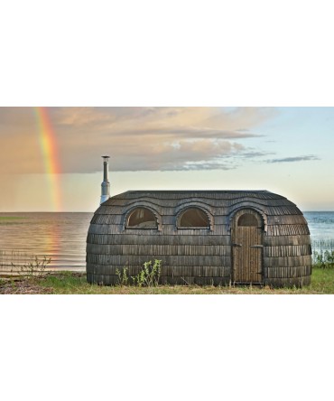 Sauna finlandeza externa tip Igloo pentru 6 persoane cu zona relax si incapere suplimentara | EU