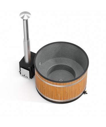 Ciubar lemn tip Butoi cu soba externa pe lemne model Cozy L | EU