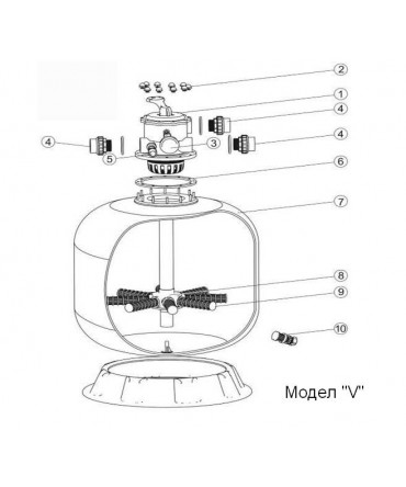 Colector pentru crepine cu brat conectare pentru filtru nisip model V | Emaux 