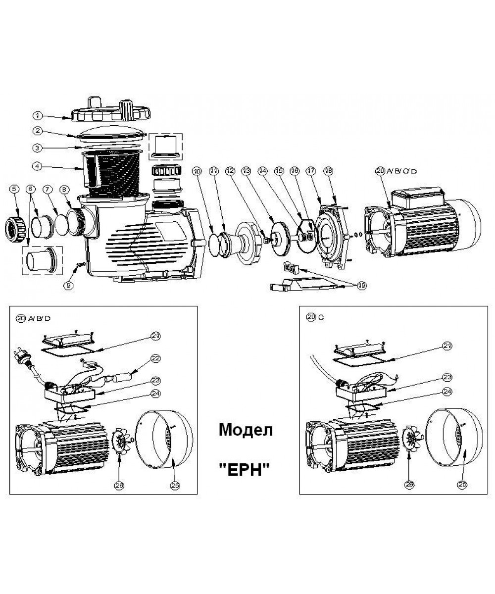 Capac transparent prefiltru pompa model EPH | Emaux 